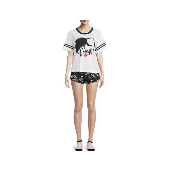 Disney Cruella Short Sleeve T-Shirt Sleep Shorts Socks 3 Piece Set Size XS (0-2) - Picture 1 of 7